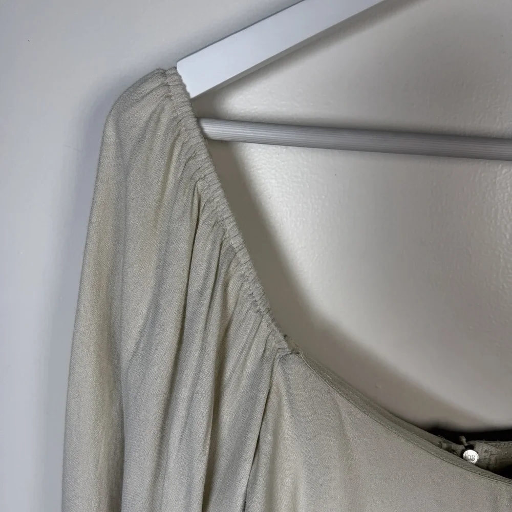 Tuckernuck Pomander Place Puff Sleeve Pippa Blouse Ivory Sz Medium Ballon Sleeve